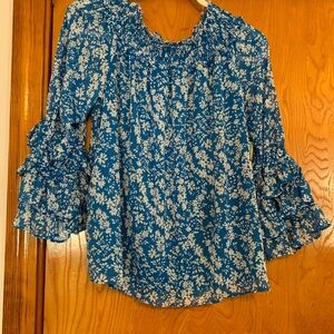 Blue Floral Women's Top Besutiful CeCe large